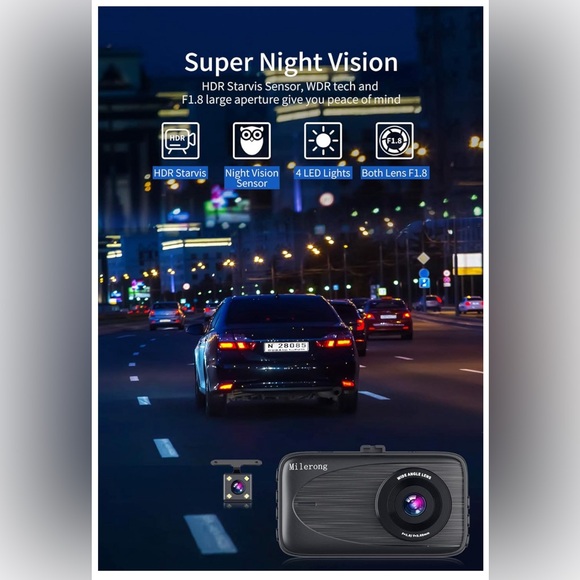 Milerong 1080P FHD Dash Camera for Cars Dash Cam Front and Rear - Picture 5 of 11